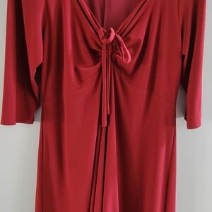 Elegant Red Dress with Tie Front